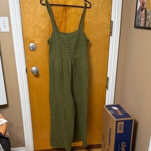 Madewell Forest Green Button-Front Jumpsuit